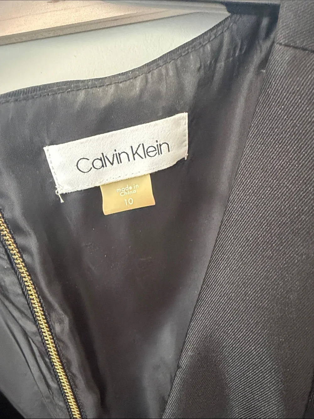Calvin Klein Black Satin High-Low V-Neck Evening Gown - Picture 3 of 6